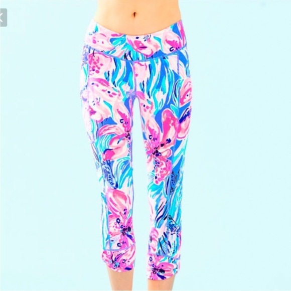 Lilly Pulitzer Luxletic Weekender Crop Fara Leggings Bennet Blue Hypes Stripe XS - Picture 1 of 15